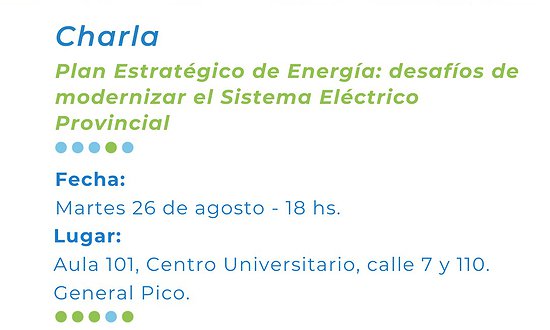 RECORDATORIO: CHARLA PLAN ESTRATÉGICO DE ENERGÍA PROVINCIAL