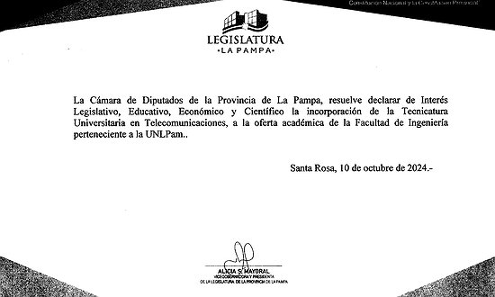 LA TECNICATURA EN TELECOMUNICACIONES FUE DECLARADA DE INTERÉS LEGISLATIVO